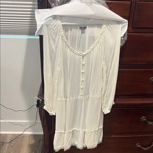 Aerie Cream Long Sleeve Dress